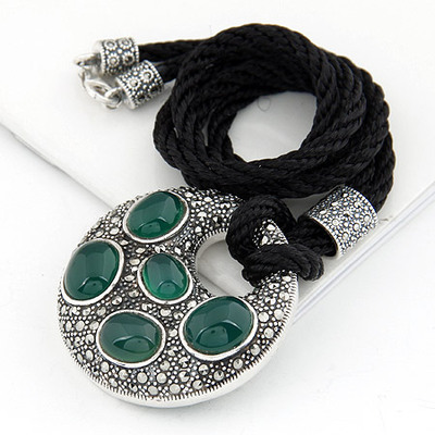 850136綠瑪瑙項(xiàng)鏈|韓國飾品批發(fā)|銀飾批發(fā)|銀飾品