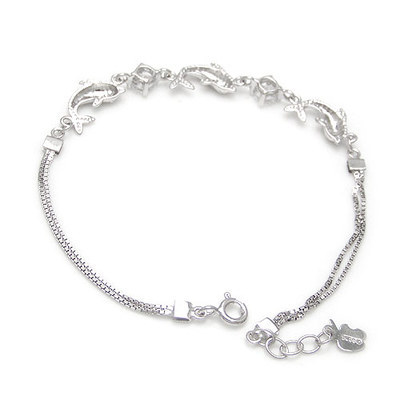 860463-八心八箭海豚銀手鏈|韓國飾品批發|銀飾批發|銀飾品