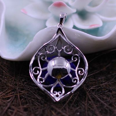 【人品銀品】泰銀批發S925銀飾精美青金石雕玫瑰花吊墜