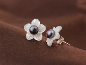 珍珠貝925純銀紫荊花耳環 花朵耳釘款 編號l2082