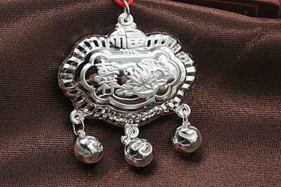 【990純銀 小孩兒童嬰兒寶寶銀鎖長命鎖 無銅珠 銀飾品批發(fā)】價格,廠家,圖片,吊墜,福建省龍鳳祥珠寶-