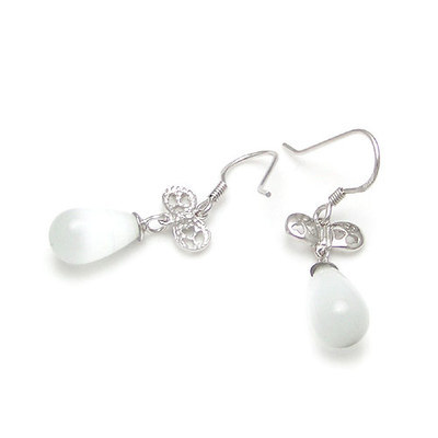 蝴蝶結(jié) 水滴銀耳環(huán)|韓國飾品批發(fā)|銀飾批發(fā)|銀飾品