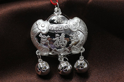 990純銀長命鎖 優質銀飾品批發之選